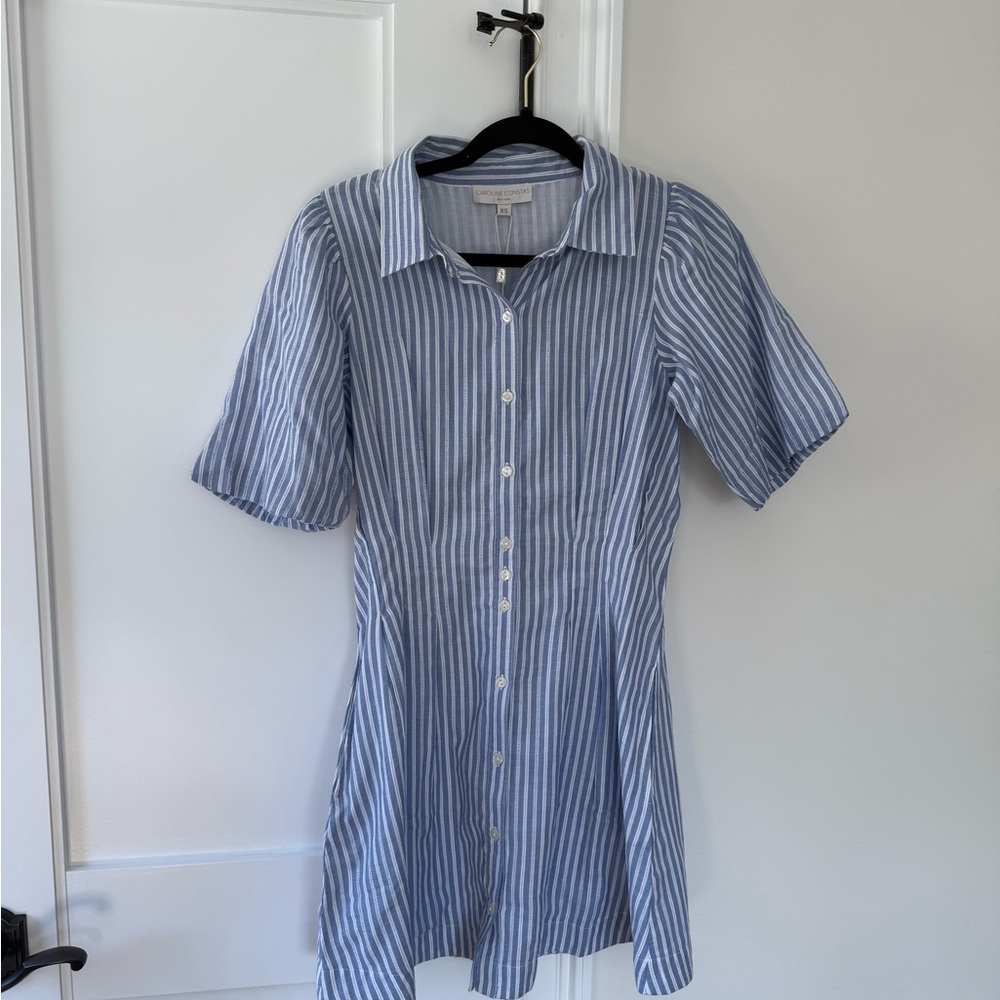 Caroline Constas Blue and White Mini Dress